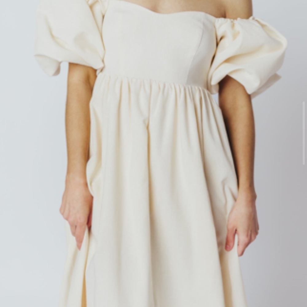 Elegant Cream Off-Shoulder Dress